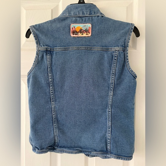 Express Vintage Denim Vest with Fun Patches - Picture 4 of 5